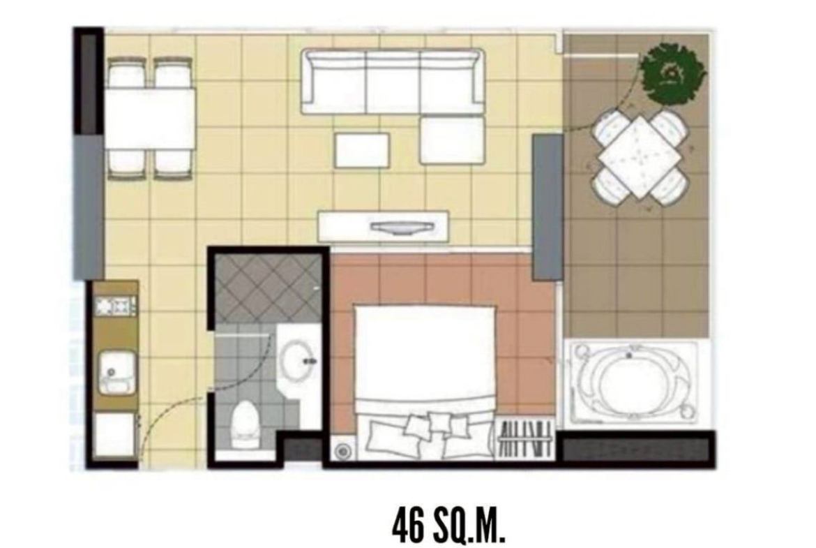 CS3024 – 1Bedroom Condominium for Sale in The Twin Tower in Jomtien
