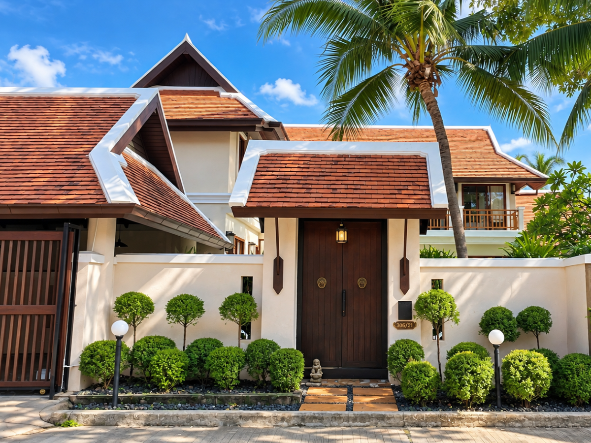 HS1521 – 5Bedrooms Bali Style Pool Villa House for Sale in Thabali Village in Thappraya Rd.